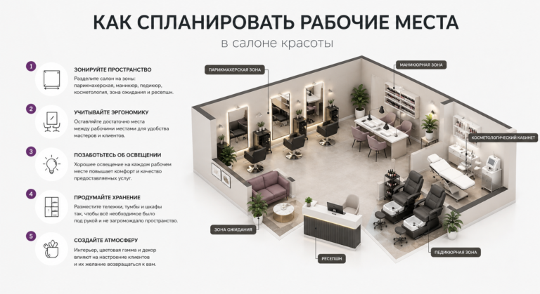 Как спланировать рабочие места в салоне красоты