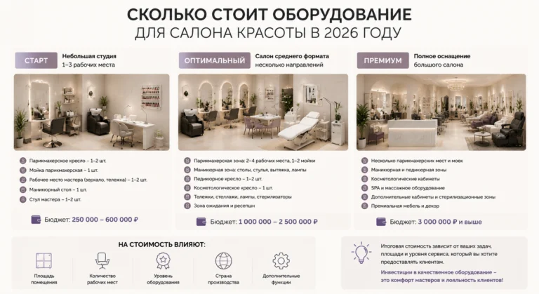 Сколько стоит оборудование для салона красоты в 2026 году