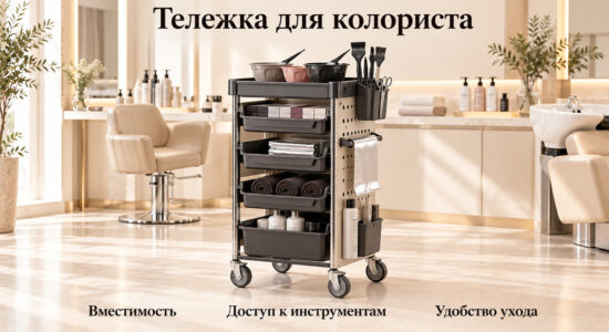 Тележка колориста с отделениями и инструментами для рабочего места