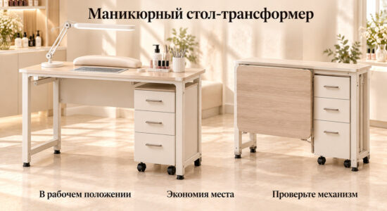 Маникюрный стол-трансформер в компактной рабочей зоне