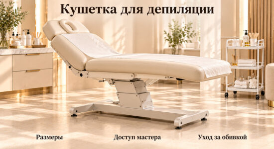 Кушетка для депиляции с регулируемой спинкой в кабинете