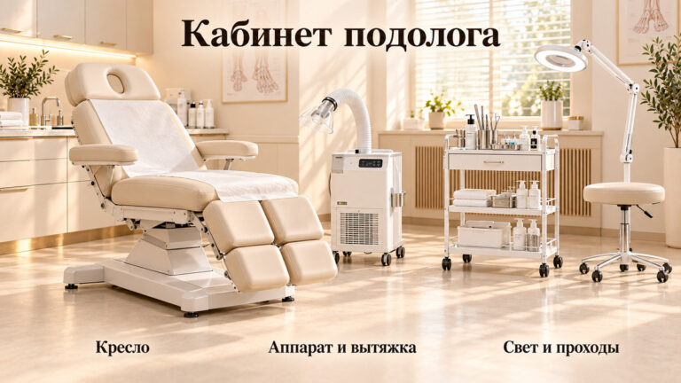 Кабинет подолога: как расположить кресло, аппарат и свет
