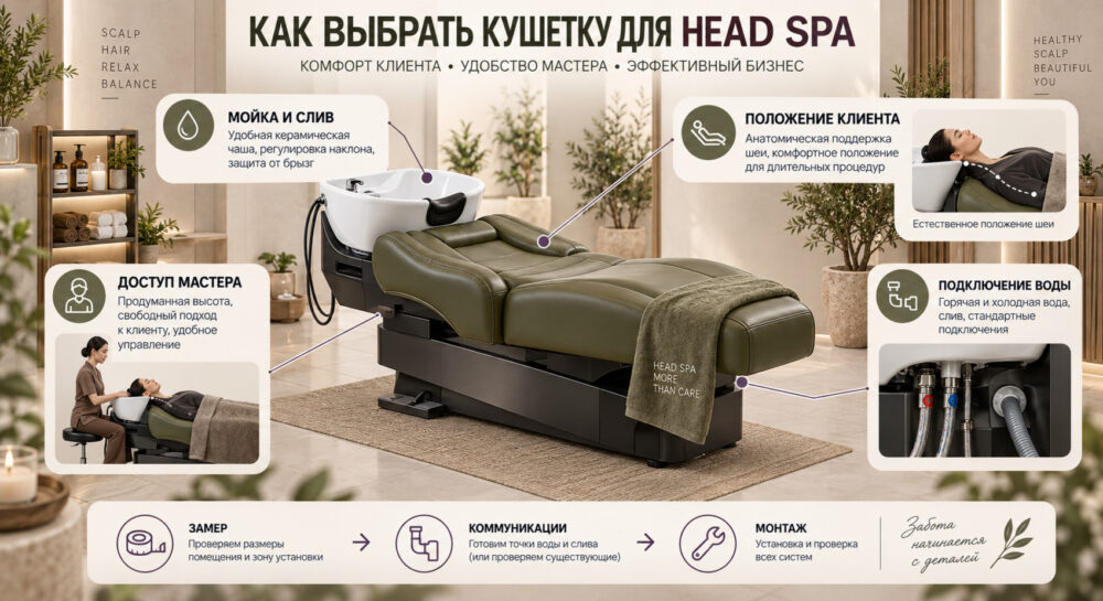 Как выбрать кушетку для HEAD SPA: посадка, чаша и коммуникации