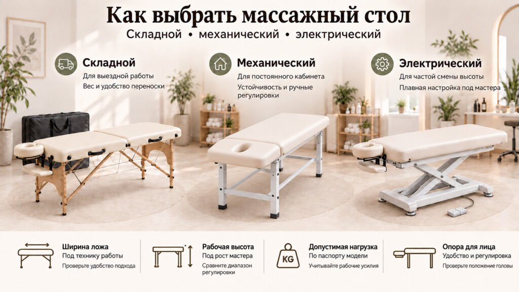 Как выбрать массажный стол: складной, механический или электрический