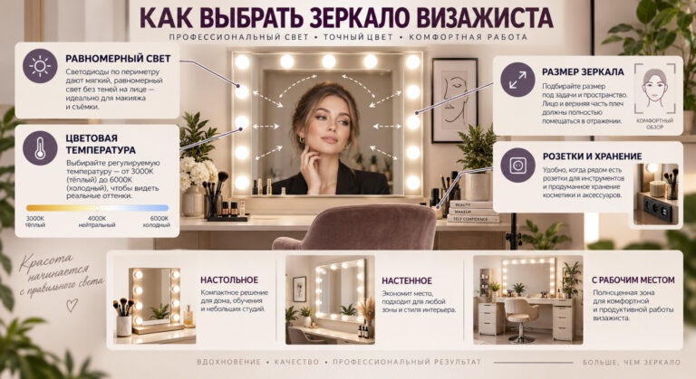 Как выбрать зеркало визажиста: свет и размеры