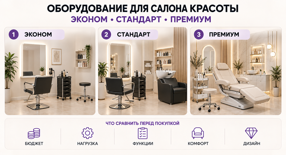 Оборудование для салона красоты эконом, стандарт и премиум