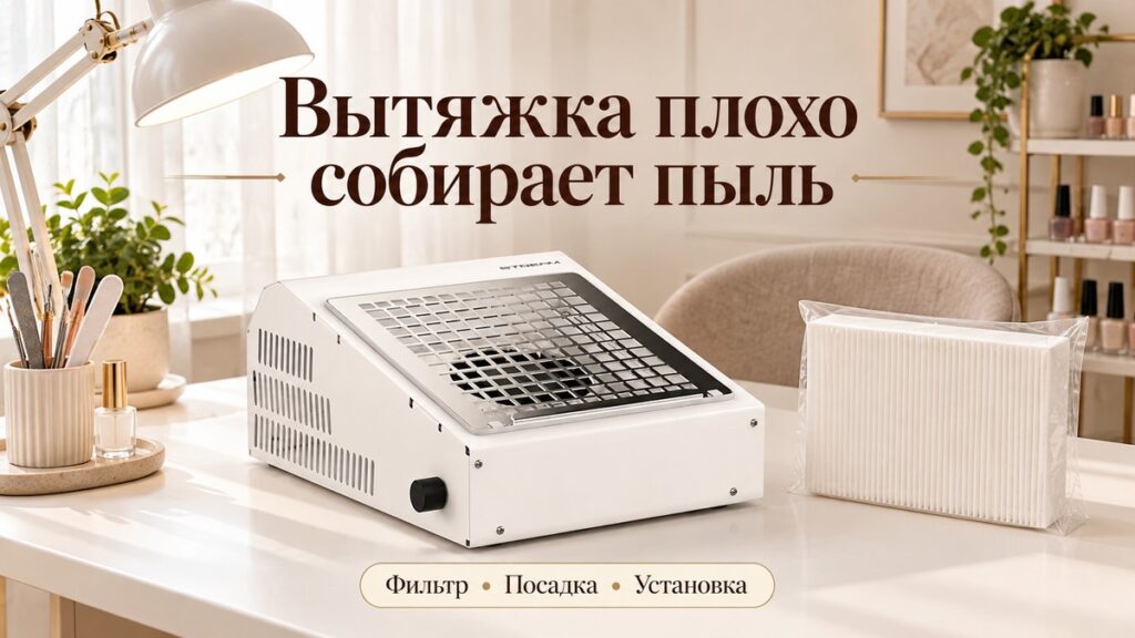 Маникюрная вытяжка плохо собирает пыль: фильтр, посадка рук и установка