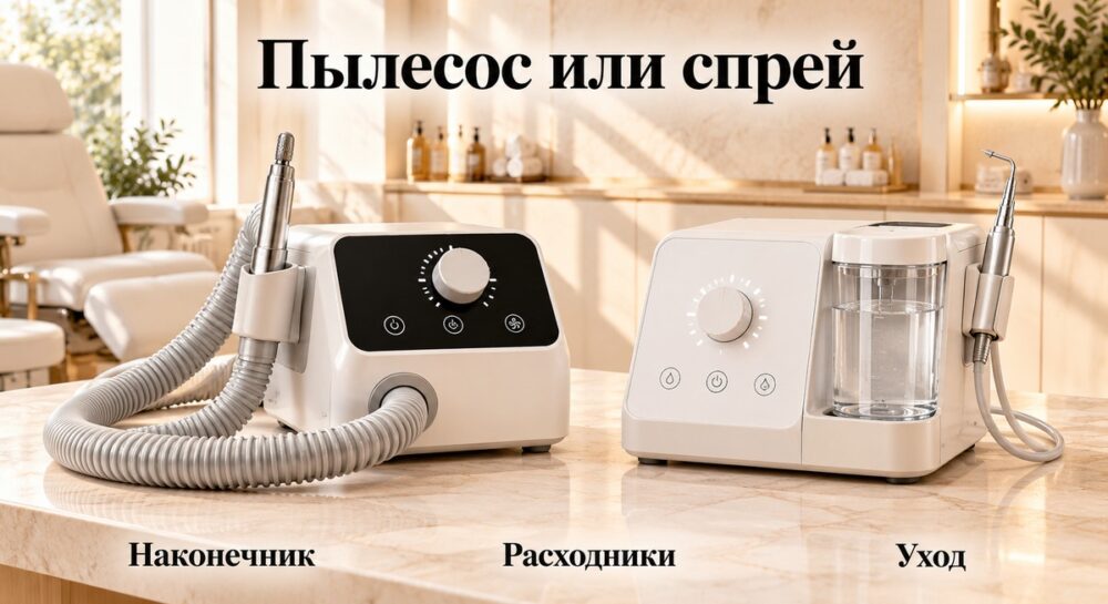 Педикюрный аппарат с пылесосом или спреем: технологии и эксплуатация
