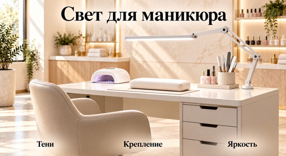 Рабочее освещение маникюрного стола: как выбрать лампу и расположить свет
