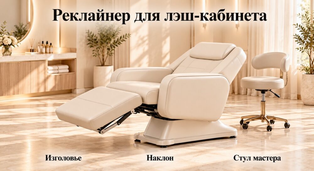 Кресло-реклайнер для наращивания ресниц: доступ к голове и рабочая посадка